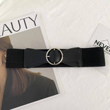 BLACK OUTER ELASTIC ROUND BUCKLE WAIST SEAL_CWABE0651