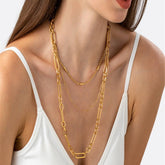 MULTI LAYERED CIRCULAR PAPER CLIP NECKLACE_CWMM3685