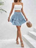 Tailored Floral Double-Layer Short Skirt