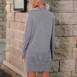Solid Color Knit Half Turtleneck Dress