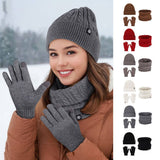 Winter Warm Ear Protection Knitted Gloves Set_Cwmm2873