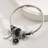 SILVER STEEL BRACELET WITH BOW FLOWER CHARMS_CWMM8613
