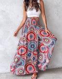 Tropical Print Retro Floral Print Wide Leg Pants