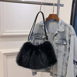 Winter Fashion All-Match Single Shoulder Plush Bag_Cwab3914