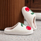 CUTE CHERRY EMBROIDERED COTTON SLIPPERS_CWSHS0453