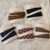 Plaid Fabric Bb Hair Clips Set For Girls_Cwaha07977