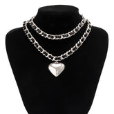 Vintage Heart Shape Pendant Double Layer Necklace