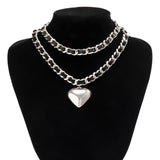 Vintage Heart Shape Pendant Double Layer Necklace