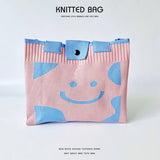 Women Casual Smiley Knitted Shoulder Handbag_Cwab1537