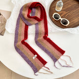 Rainbow Stripe Knit Winter Tassel Scarf_Cwasc02961