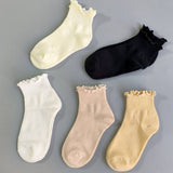 Womens Solid Color Ruffle Ankle Socks_Cwms0127