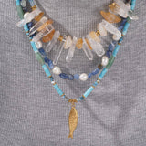 STAINLESS STEEL FISH PEARL NATURAL STONE NECKLACE_CWMM7543