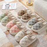 CHECKERED FUZZY WARM SLIPPERS COZY STYLISH_CWSHS0270