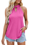 Waistcoat Halter Top Keyhole Sleeveless Shirt