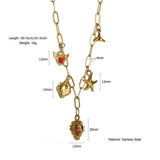 ORIGINAL STEEL FLOWER NECKLACE WITH STRAWBERRY_CWMM8854