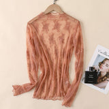 SEXY MESH BLOUSE LONG SLEEVE LACE TOP FOR WOMEN_CWTBLL3619