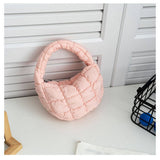 STYLISH PLAID PUFFY CLOUD HANDBAG MINI TOTE_CUAB00506