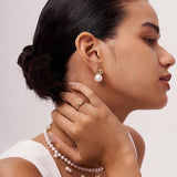 18K GOLD STAINLESS STEEL BEAD GLASS PEARL EARRINGS_CWASC1671