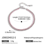 18K GOLD PINK ZIRCON ROUND CHAIN BRACELET STEEL_CWAJE4678