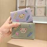 Cute Embroidered Bear Trifold Wallet_Cwab06216