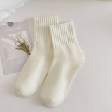 Women'S New White Striped Polka Dot Mid-Calf Socks_Cwms1350
