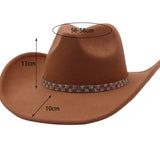 Western Ethnic Felt Cowboy Fedora Hat_Cwah04408