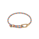 ADJUSTABLE COLOR CORD BRACELET 3D STEEL COUPLE SET_CWMM6963