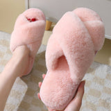 CROSS STYLE FAUX RABBIT FUR SLIPPERS FOR WOMEN_CWSHS0283
