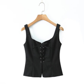 STYLISH TIE STRAP VEST CASUAL FRENCH LOOK_CWTHT0242