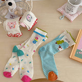 CARTOON BEAR GRAFFITI MESH SOCKS_CWMS0960