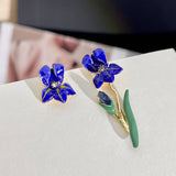 Women Retro Blue Series Gemstone Earrings