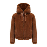 Womens Fleece Hooded Long-Sleeved Thermal Jacket