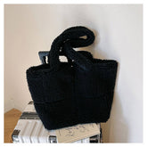 FLUFFY LAMB FUR TOTE BAG LARGE SHOULDER PURSE_CUAB00532