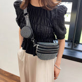 Fashionable Diamond Double Layer Waist Bag_Cwab2083