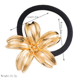 METAL LEAF FLOWER ELASTIC HAIR TIE FOR WOMEN_CWAHA6172