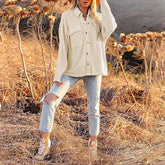 Solid Color Corduroy Long Sleeve Cardigan Coat