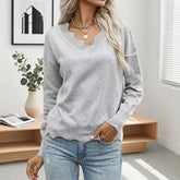 Wavy Edge Pullover Knitted Sweater