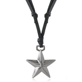 SIMPLE ADJUSTABLE PENTAGRAM LEATHER NECKLACE_CWMM4603