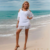 LOOSE FIT LACE TRIM BEACH DRESS FOR VACATION_CWMM6140