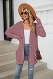 Solid-Color Casual Pocket Long-Sleeved Cardigan