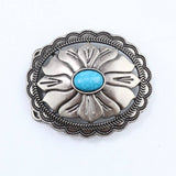 Western Belt Buckle With Turquoise Accents_Cwabe0428