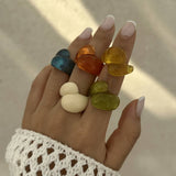 FASHION IRREGULAR DOUBLE WATER DROP PLASTIC RING_CWMM3233