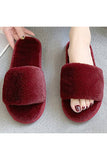 OPEN TOE FLAT FLUFFY WARM INDOOR COZY SLIPPERS_CWSHS171