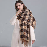 PLAID SCARF HEART COLORBLOCK TASSEL WINTER SHAWL_CWASC0980