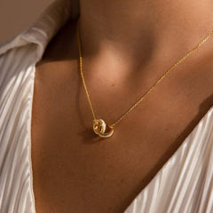 SIMPLE ETERNITY CIRCLE ASYMMETRIC NECKLACE_CWMM5735