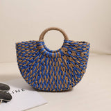 HALF ROUND SHOULDER BEACH TOTE STRAW BAG_CWAB1868