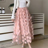 THREE DIMENSIONAL FLORAL TULLE MESH SKIRT_CWBLS0395