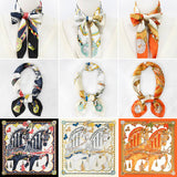 70CM VINTAGE HORSE PRINT SATIN SQUARE SCARF_CWASC1151