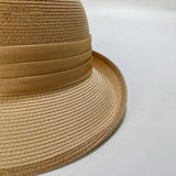 SUMMER FASHION PLEATED RIBBON STRAW HAT_CWAH3480