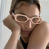 Vintage Oval Plaid Sunglasses_Cwasg0320